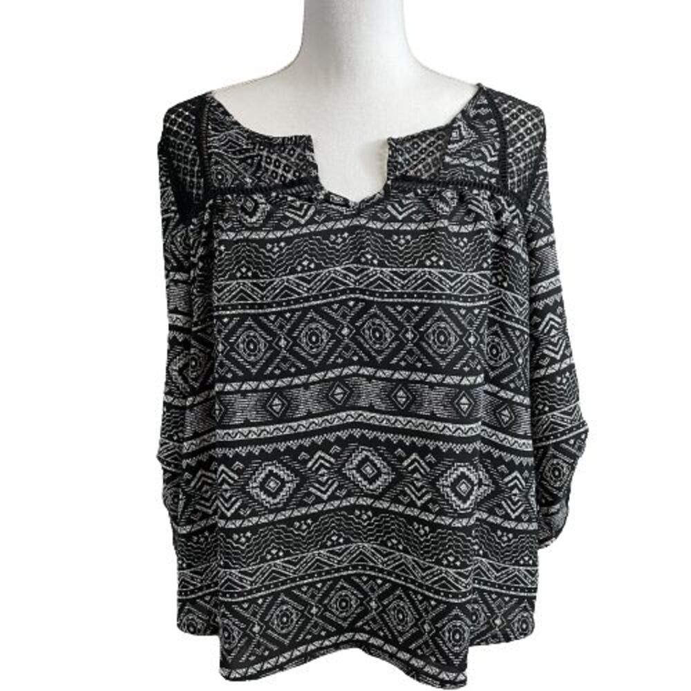 Rewind Women's M Blouse 3/4 Sleeve with Lace Back and Shoulders Boho Style